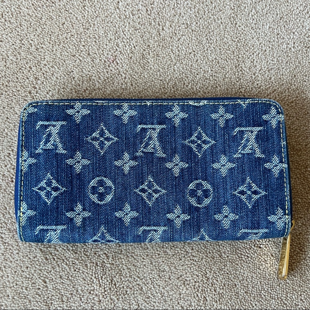 Authentic Louis Vuitton blue denim wallet
